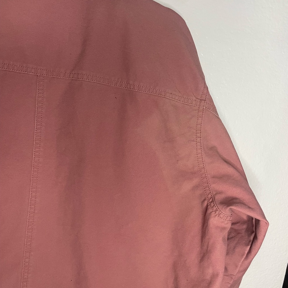 LL Bean Womens Barn Coat Flannel Lined XL Pink Brown Corduroy Trim Chore Field - Picture 5 of 9
